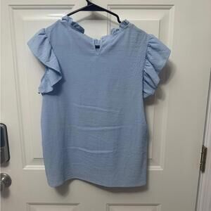 SHEIN Sky Blue Ruffle Sleeve Blouse